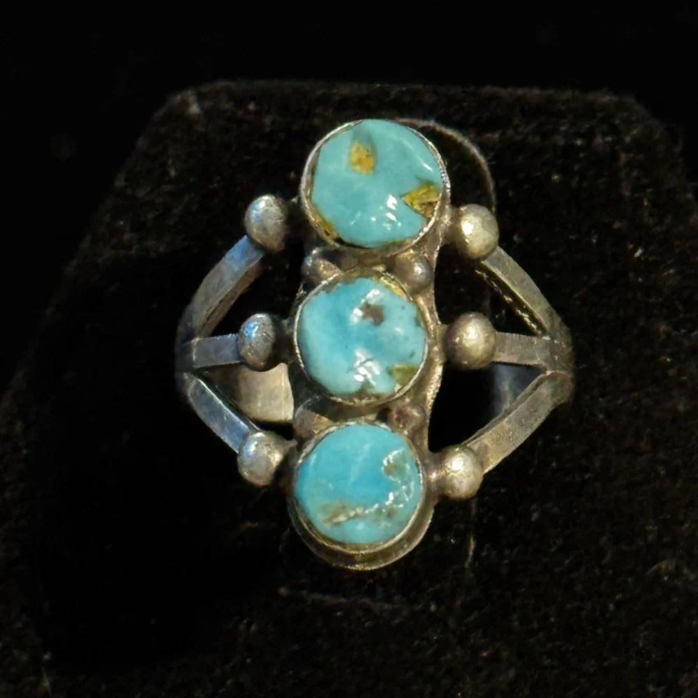 Vintage Native American Turquoise Sterling Silver Ring Size 6